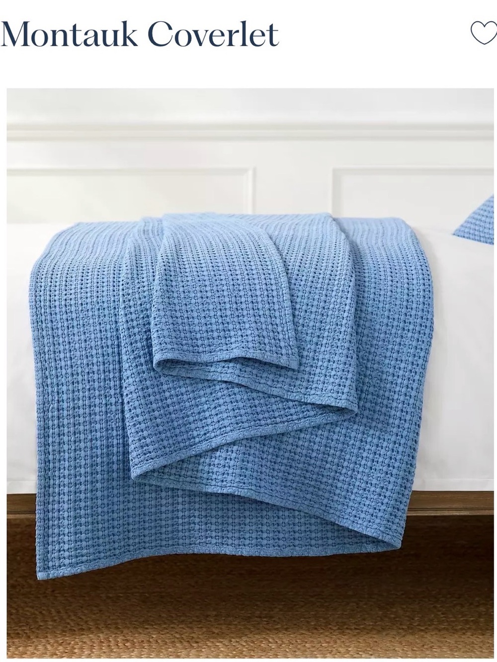 Serena & Lily Montauk Waffle Coverlet in Light Blue sz queen/full. Retail $258